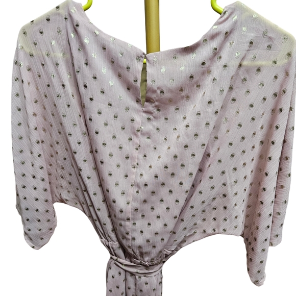 Lulus Delight at Dawn Gold and Mauve Print Surplice Romper Small - Picture 7 of 13